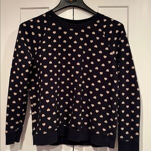 Loft navy‎ gold heart cotton sweatshirt size Large 100% cotton